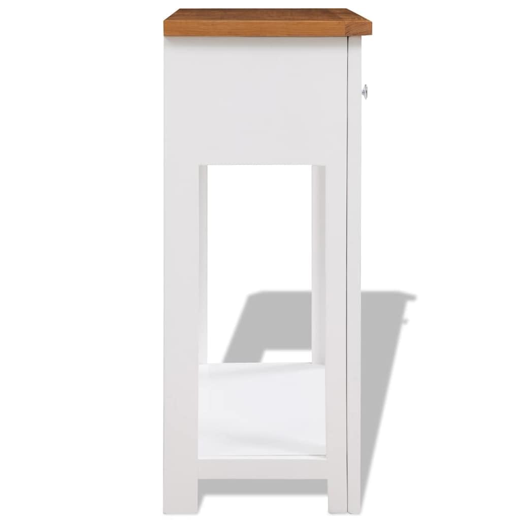 Solid Oak Wood Console Table with Drawers and Shelf X46012