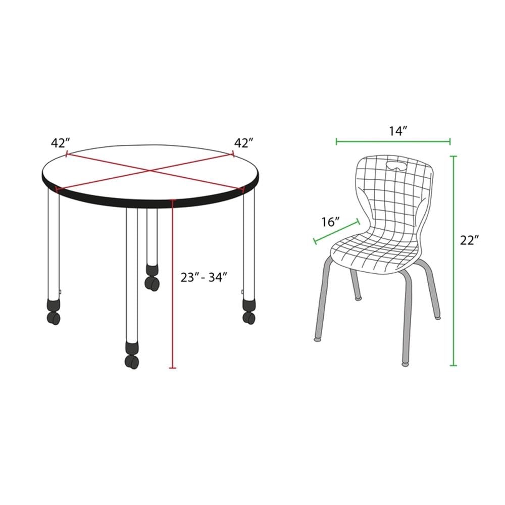 42" Round Mobile Table with 4 Stack Chairs L808470