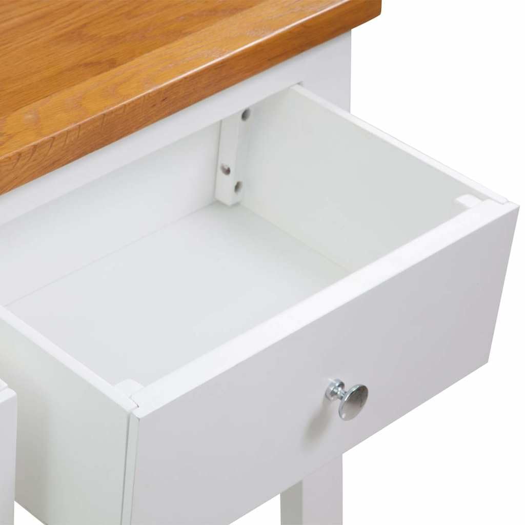 Solid Oak Wood Console Table with Drawers and Shelf X46012
