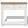 Solid Oak Wood Console Table with Drawers and Shelf X46012