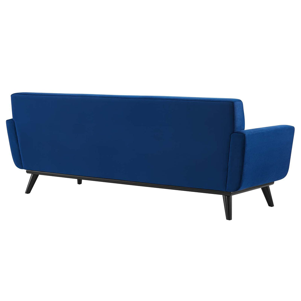 Navy Channel Tufted Performance Velvet Sofa T4139