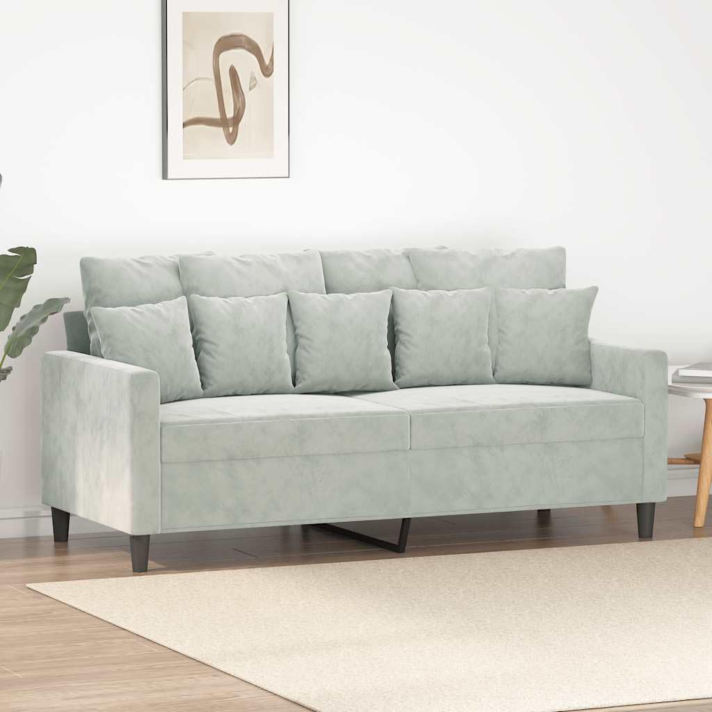 Light Gray Velvet 2-Seater Sofa V9469