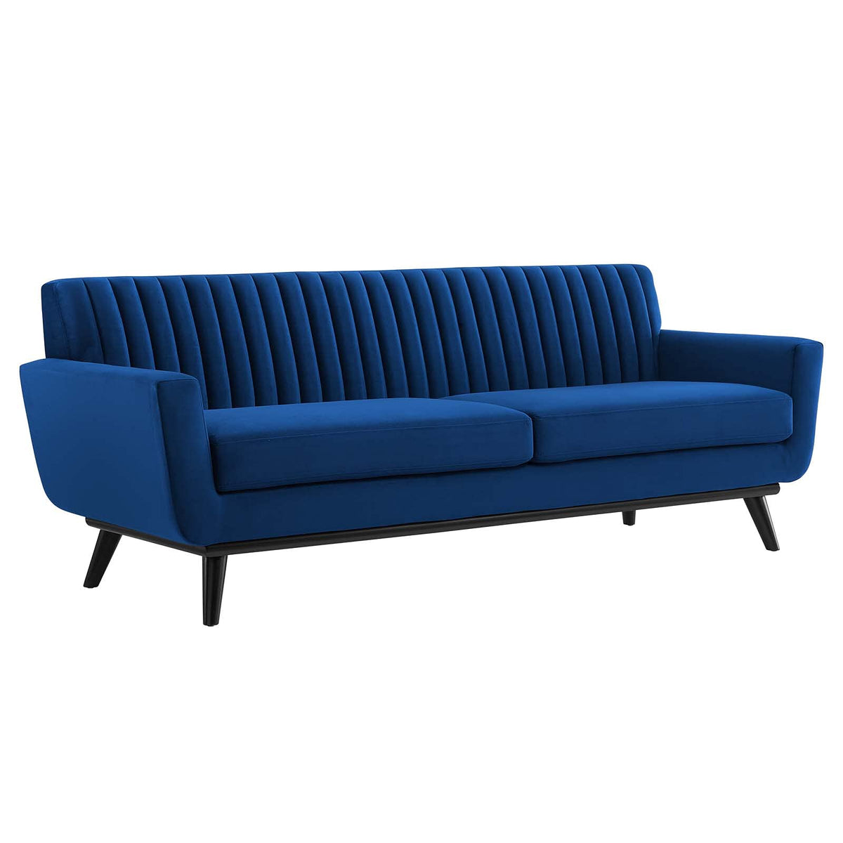 Navy Channel Tufted Performance Velvet Sofa T4139