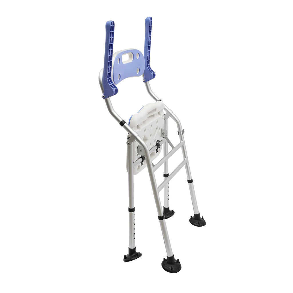 Folding Shower Seat with Arms and Back, Height Adjustable Non-Slip Bath Bench, 330lbs Capacity, Blue P860