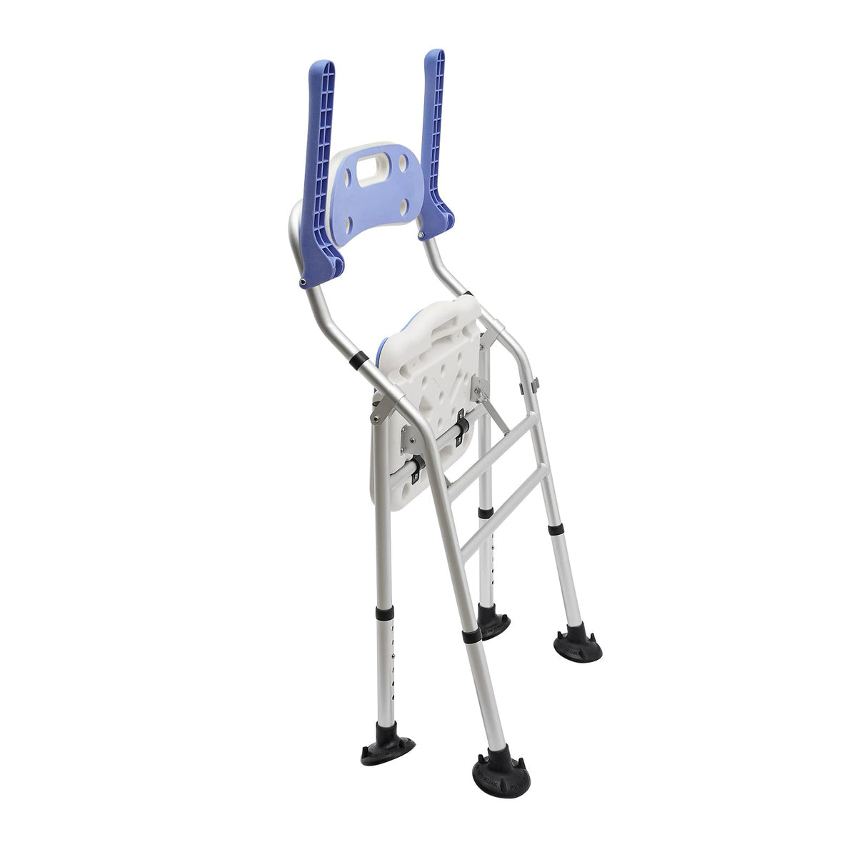 Folding Shower Seat with Arms and Back, Height Adjustable Non-Slip Bath Bench, 330lbs Capacity, Blue P860