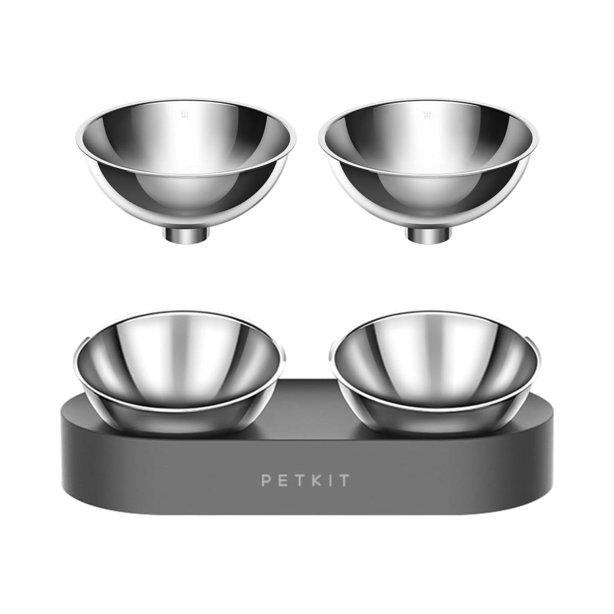 Elevated Dog Cat Bowl with 2 Stainless Steel Bowls T3269