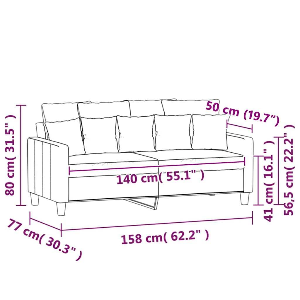 Light Gray Velvet 2-Seater Sofa V9469