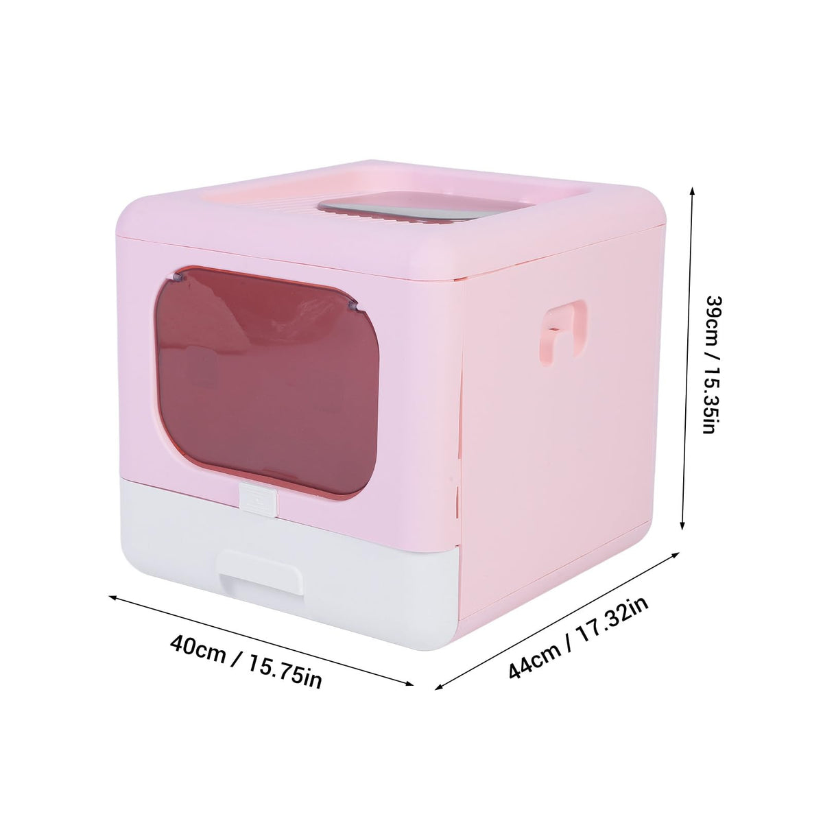 Foldable Top Entry Cat Litter Box with Lid and Scoop Large Size Pink C6962
