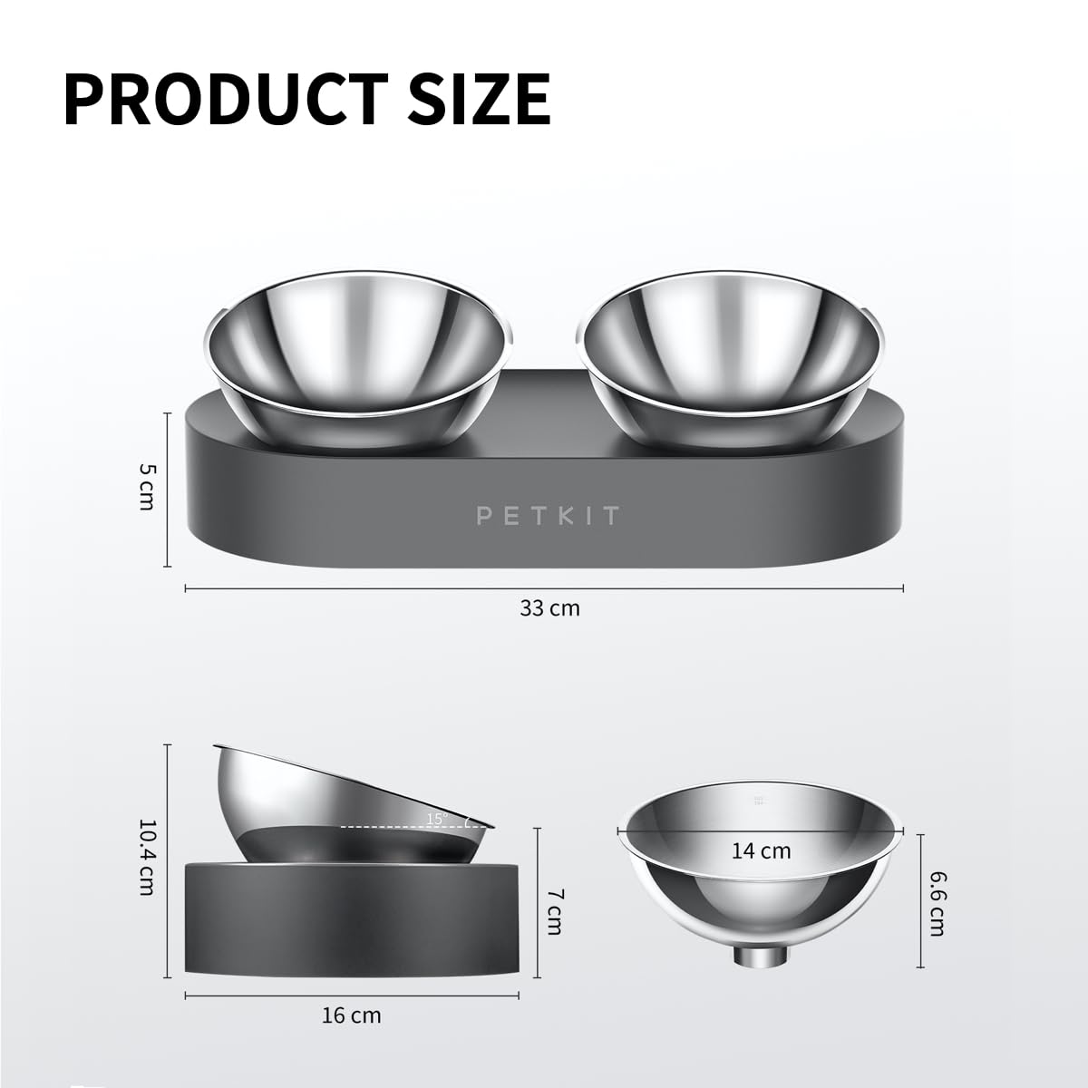 Elevated Dog Cat Bowl with 2 Stainless Steel Bowls T3269