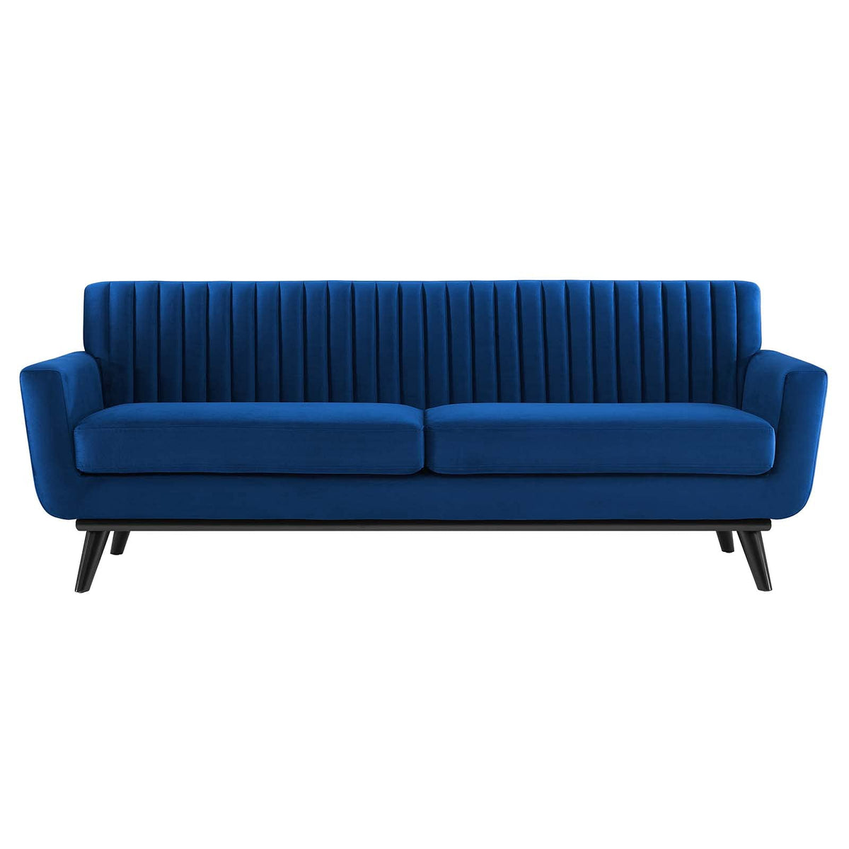 Navy Channel Tufted Performance Velvet Sofa T4139