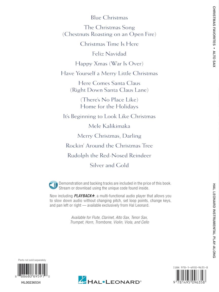 Alto Sax Holiday Sheet Music Book with Online Audio Tracks O3351