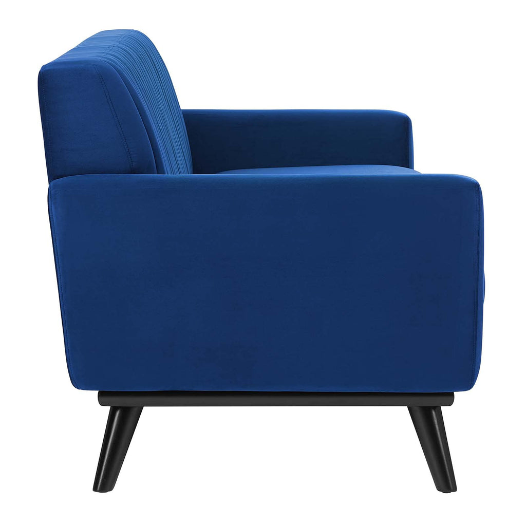 Navy Channel Tufted Performance Velvet Sofa T4139