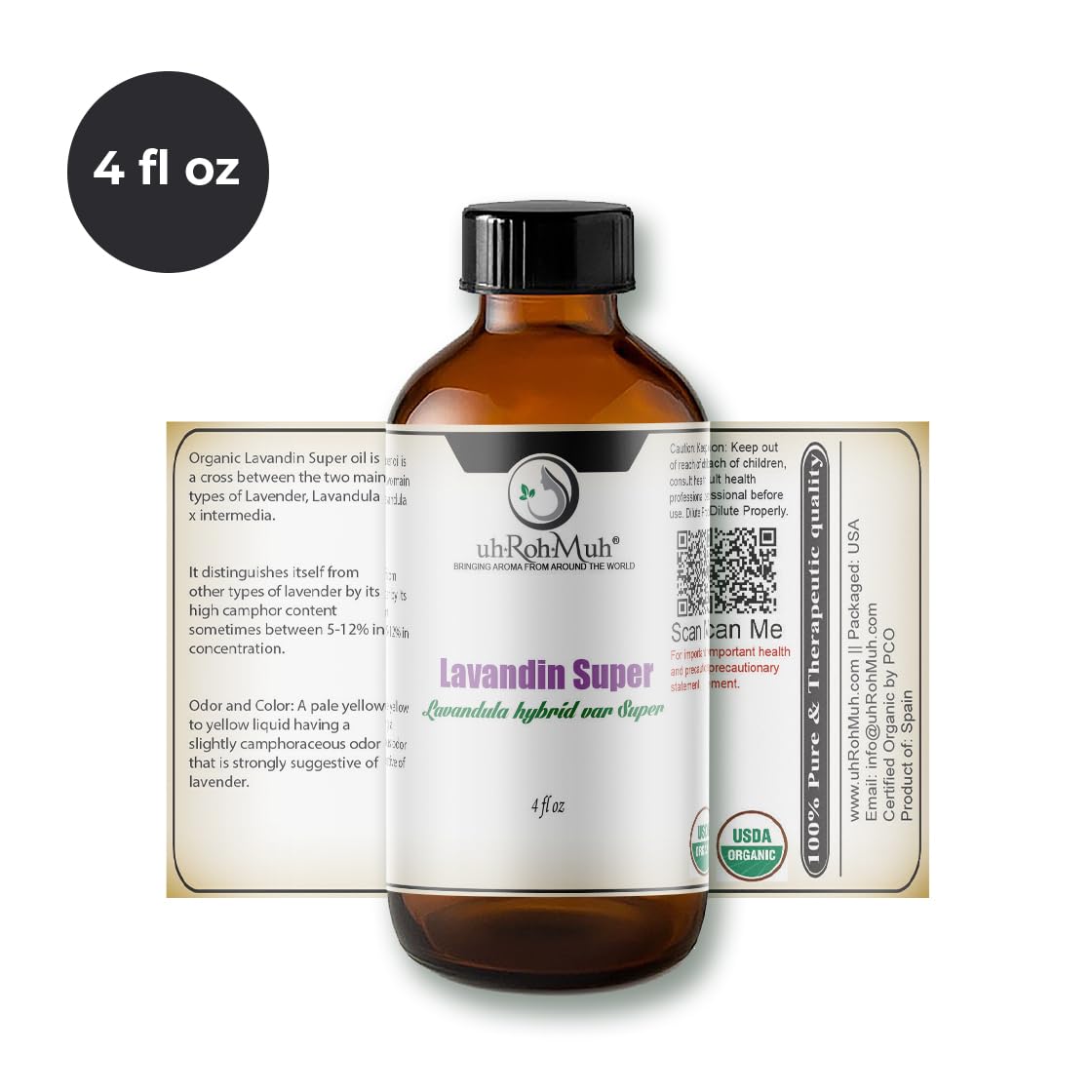 Organic Lavandin Super Essential Oil 4 Fl Oz N67137