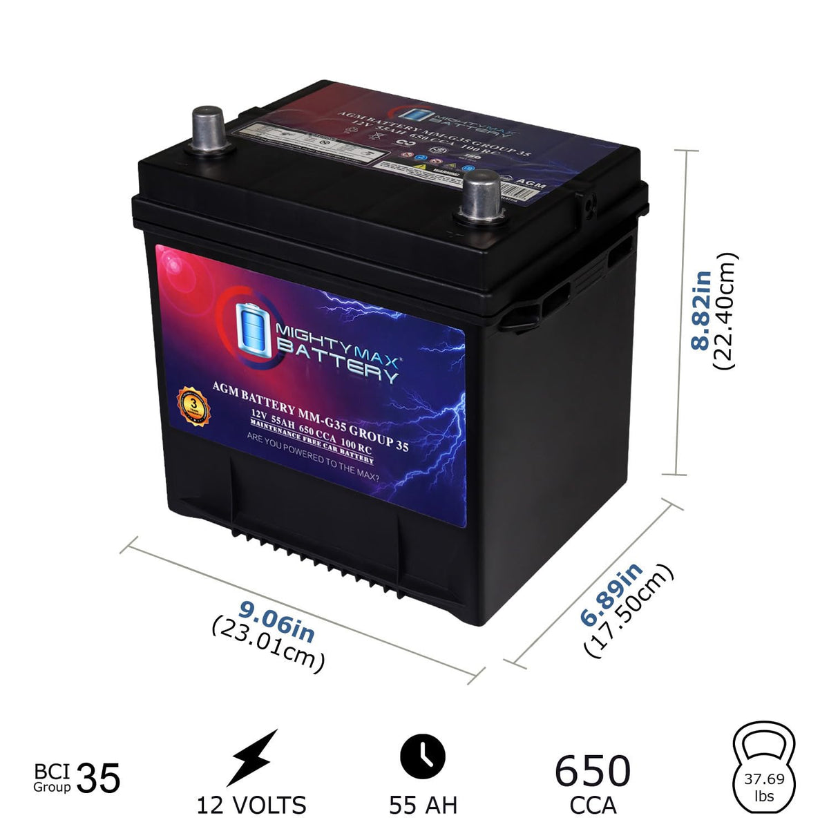 12V 55Ah AGM Replacement Battery L62389