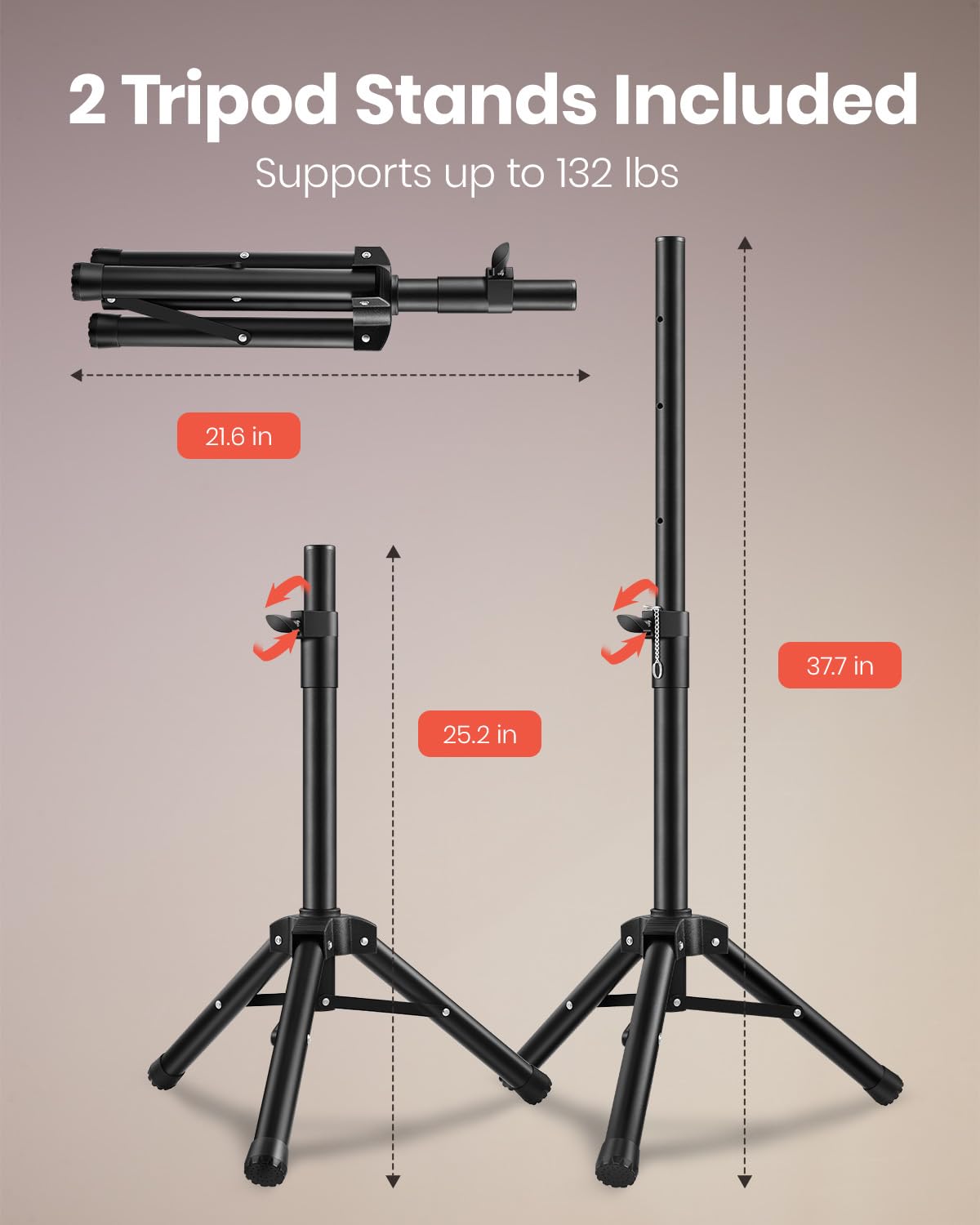 8 Inch Rechargeable PA Speakers with Tripod Stands P596022