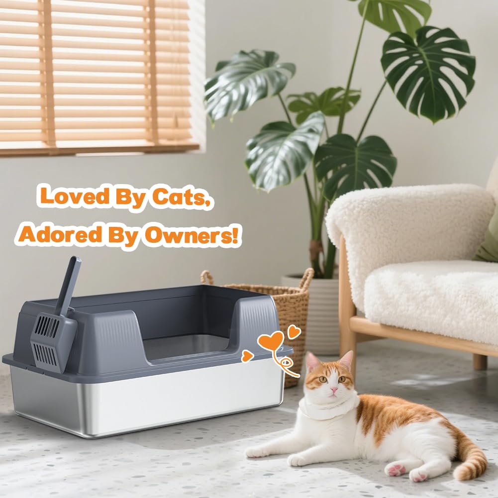 XL Stainless Steel Cat Litter Box Z162