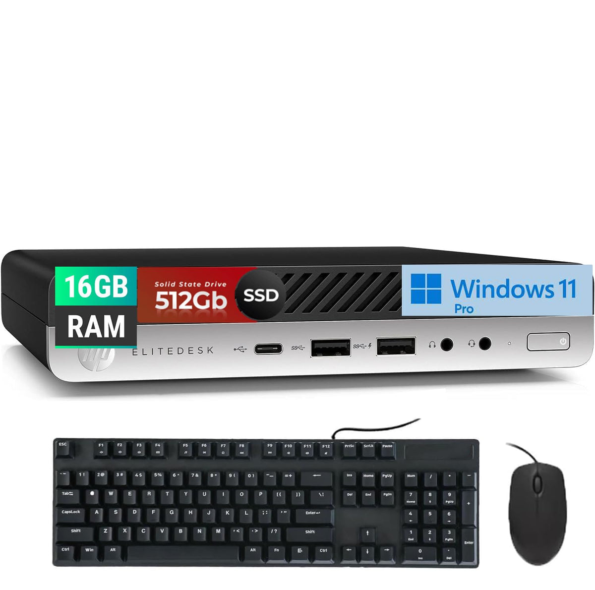 Mini Desktop Computer, Core i5-9500T, 16GB DDR4 RAM, 512GB SSD, Windows 11 Pro L186