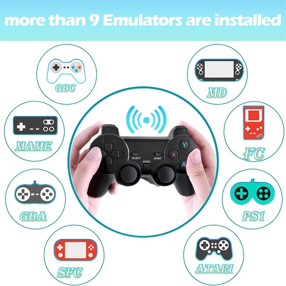 Black Wireless Retro Game Console with 2.4G Controllers V907069