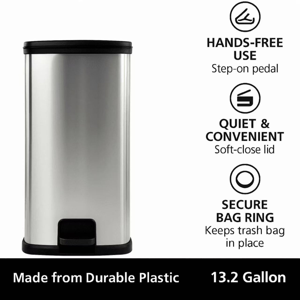 13 Gal Stainless Silver Step Trash Can G509