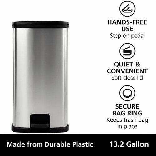 13 Gal Stainless Silver Step Trash Can G509