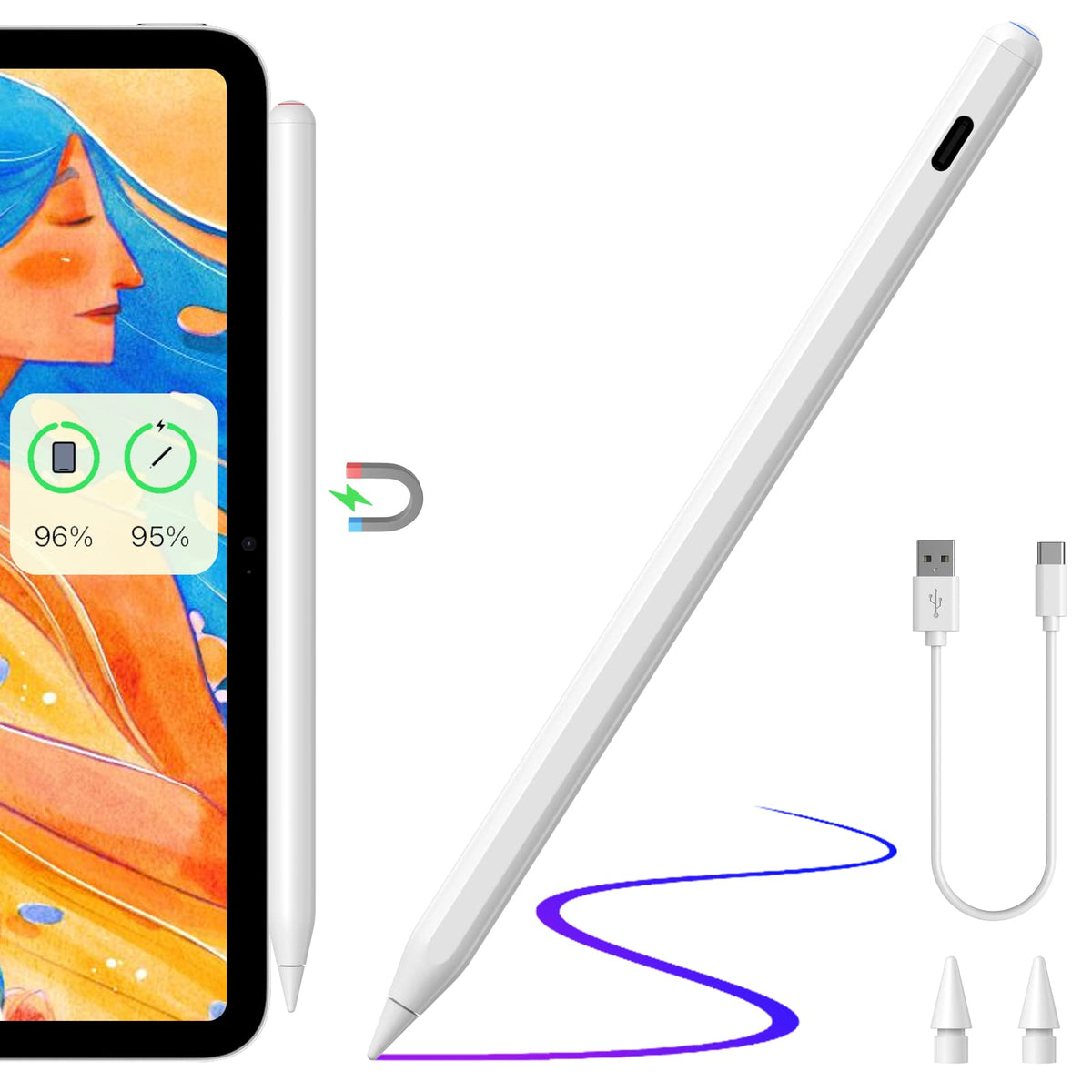 Wireless Charging Stylus Pen White F51559