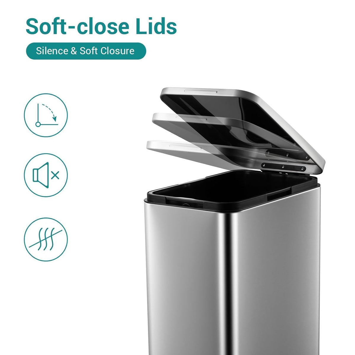 50L Slim Stainless Steel Kitchen Trash Can O678