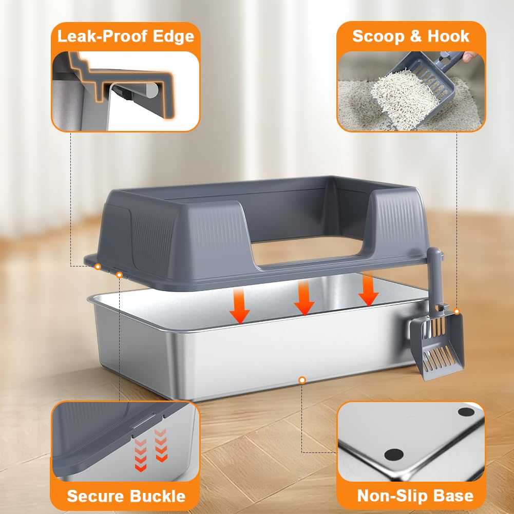 XL Stainless Steel Cat Litter Box Z162