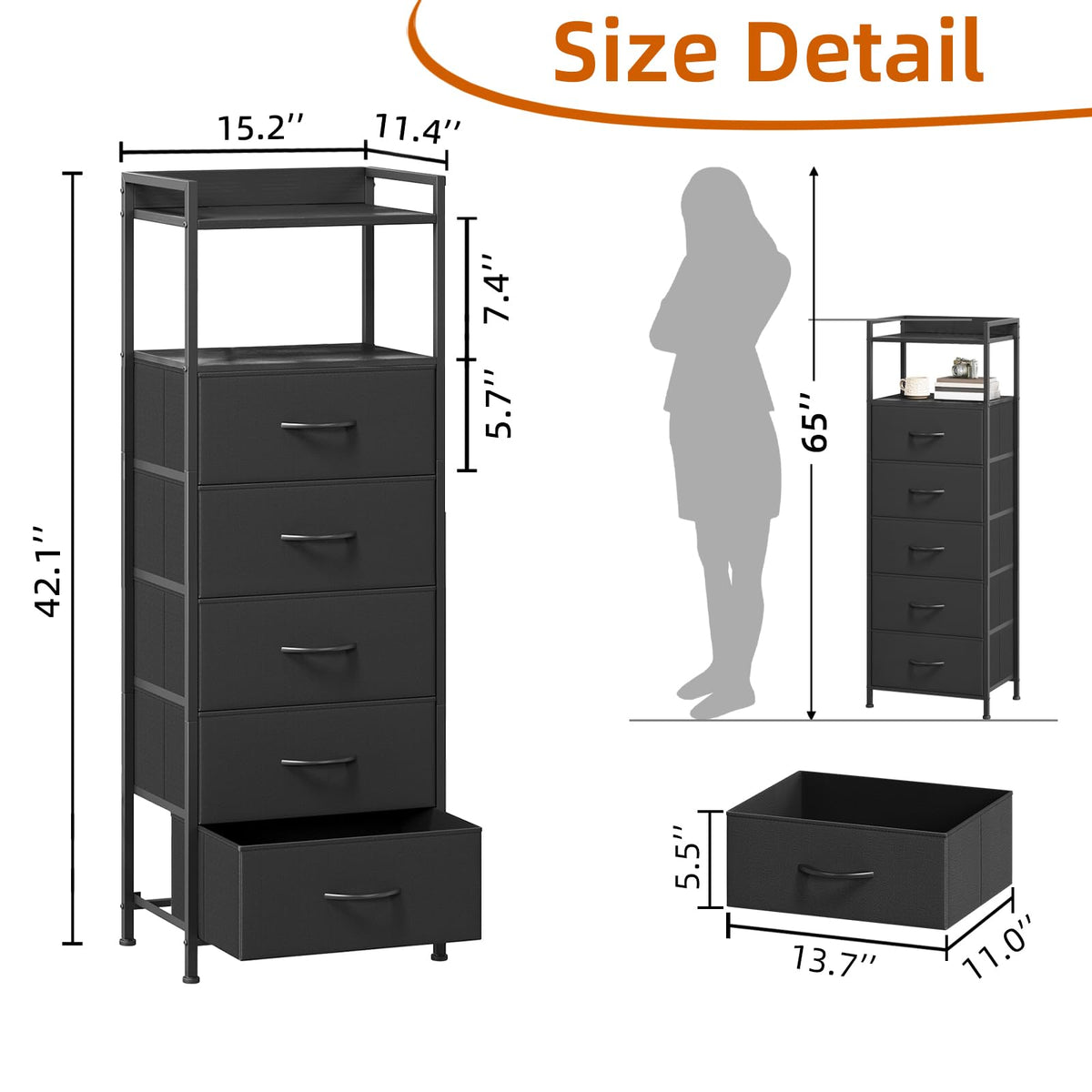 Tall 5 Drawer Dresser C945636