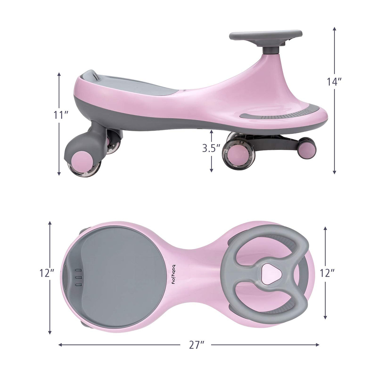 Pink Wiggle Car with LED Flashing Wheels U7020