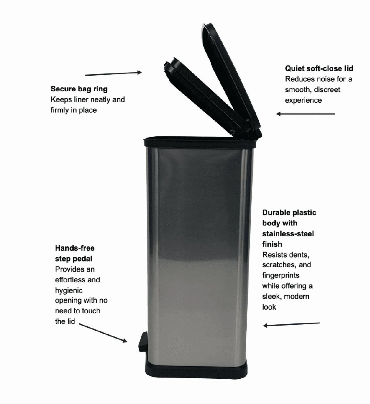 13 Gal Stainless Silver Step Trash Can G509