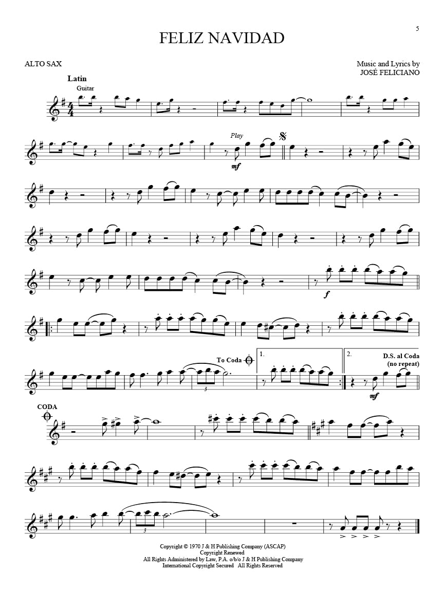 Alto Sax Holiday Sheet Music Book with Online Audio Tracks O3351