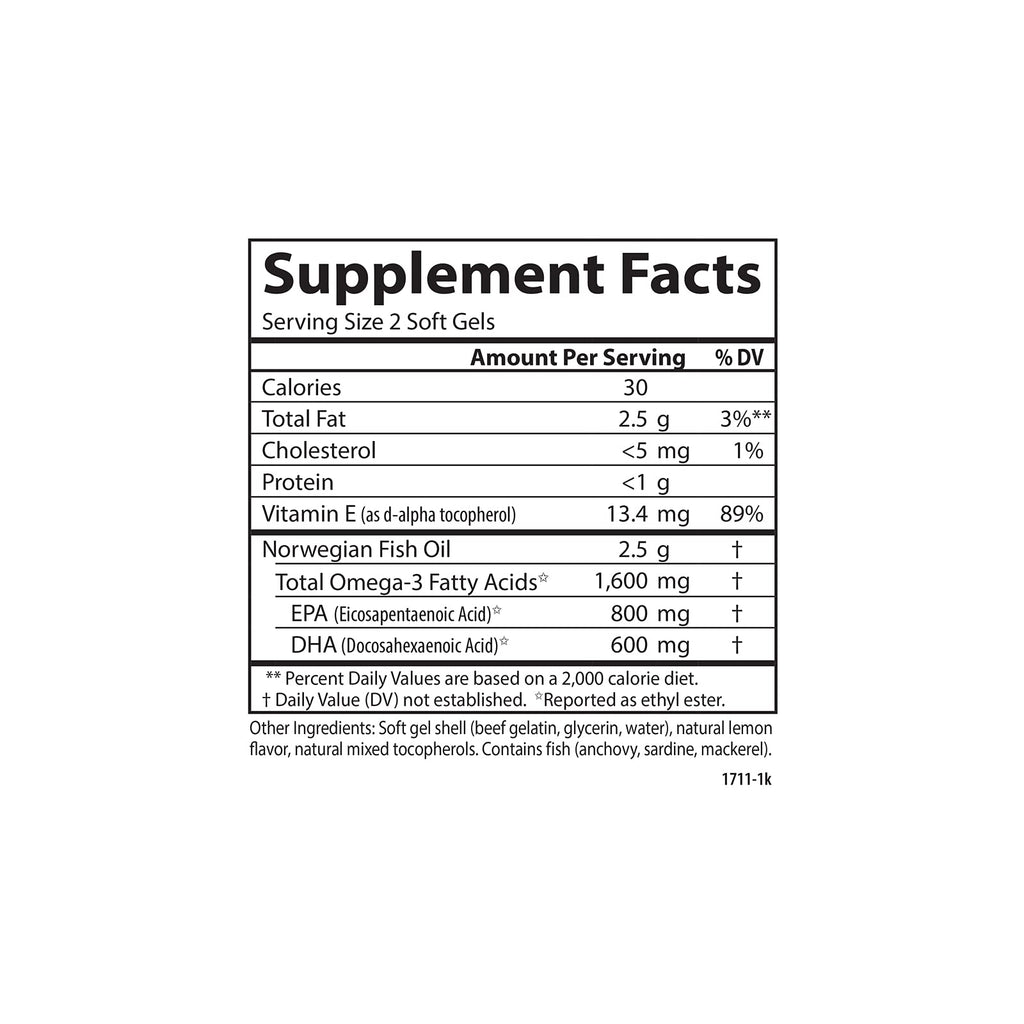Omega-3 1600 mg Lemon 90 Softgels T65030