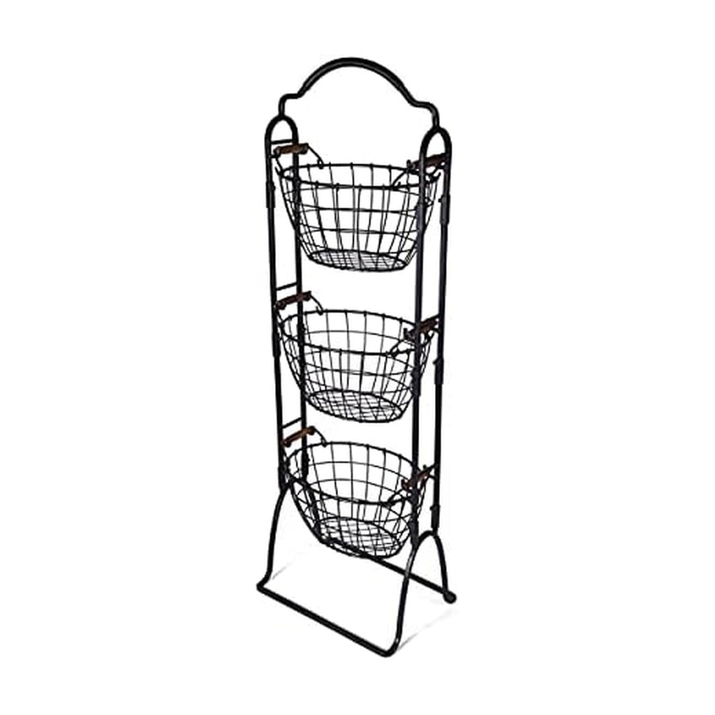 Adjustable 3-Tier Metal Floor Standing Storage Basket J1895