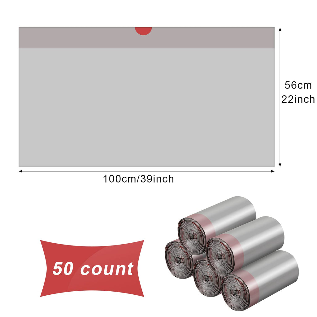 50 Count Jumbo Cat Litter Box Liners 39 x 22 Inch Gray Red O954