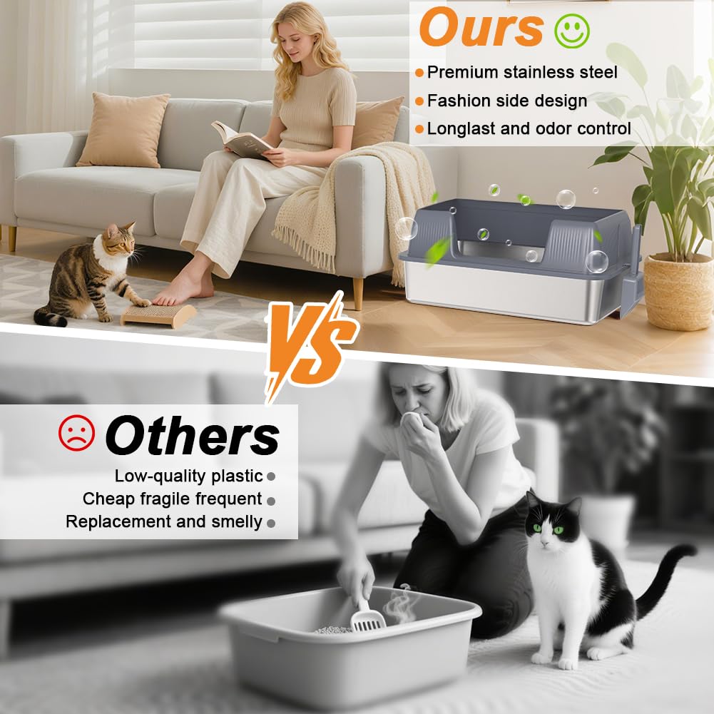 XL Stainless Steel Cat Litter Box Z162