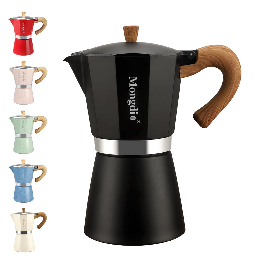 Stovetop Espresso Maker Moka Pot, 6 Cup 10 oz Black E196977