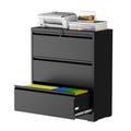 Black 3 Drawer Metal File Cabinet with Lock L5334