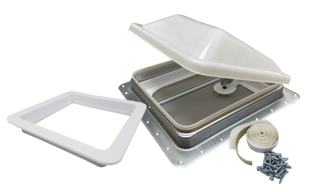 Non Powered RV Roof Vent White Lid H2581