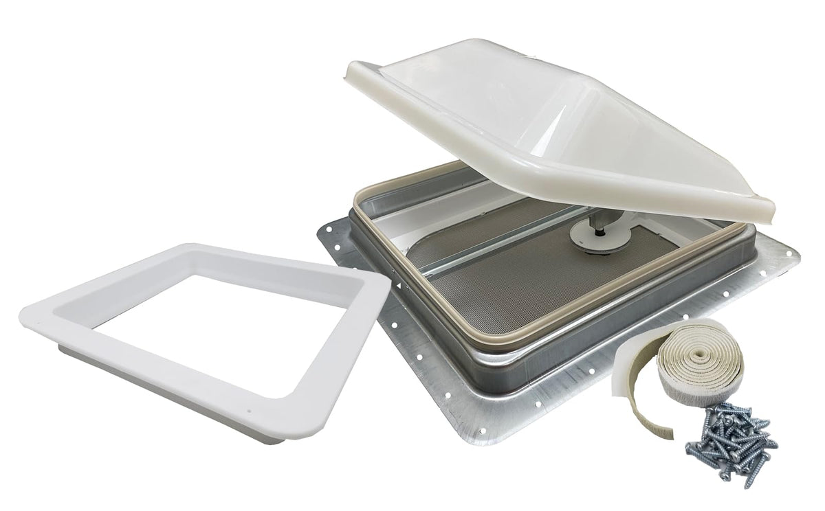 Non Powered RV Roof Vent White Lid H2581