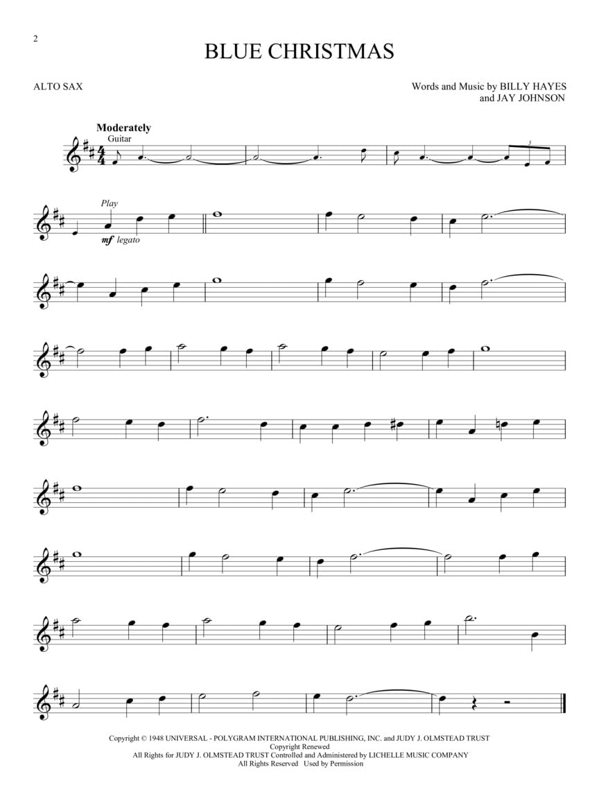 Alto Sax Holiday Sheet Music Book with Online Audio Tracks O3351