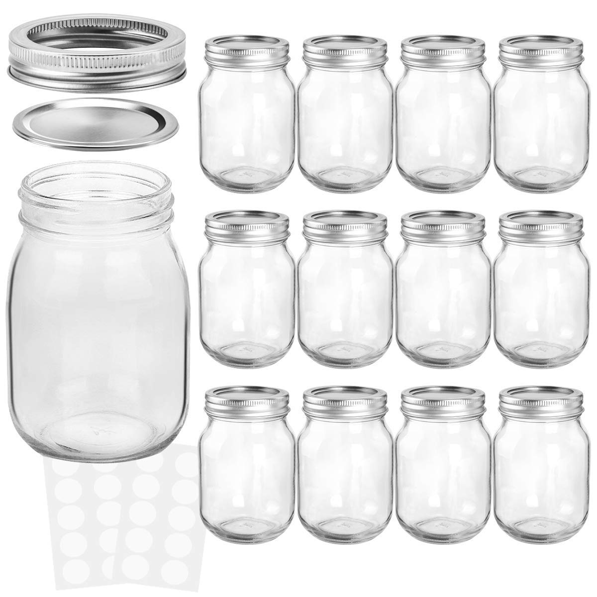 16oz Regular Mouth Mason Jars 12 Pack S619906