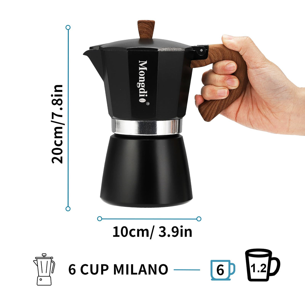Stovetop Espresso Maker Moka Pot, 6 Cup 10 oz Black E196977