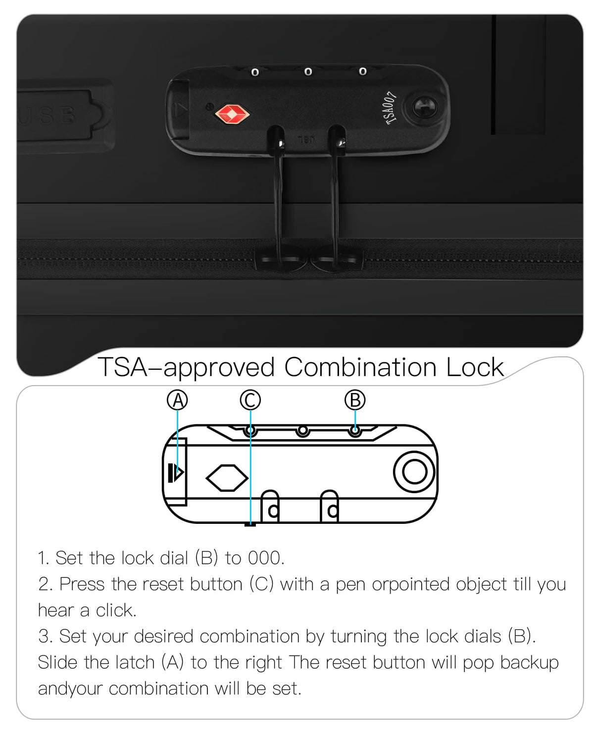 20 Inch Hardside Spinner Luggage with TSA Lock U397095
