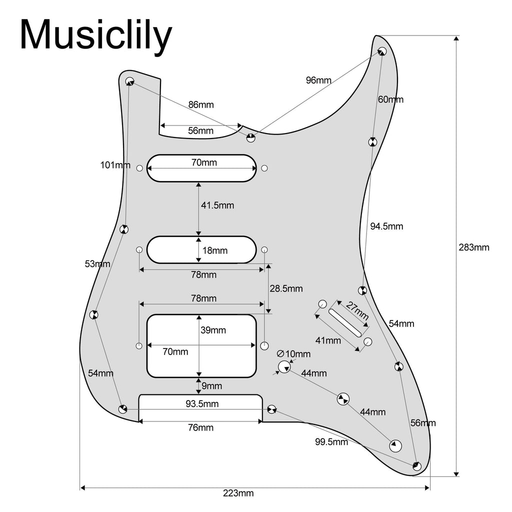 Black Pre-wired HSS Pickguard Set Q831