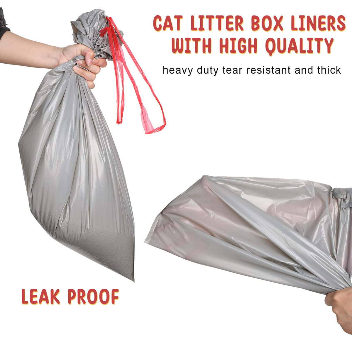 50 Count Jumbo Cat Litter Box Liners 39 x 22 Inch Gray Red O954