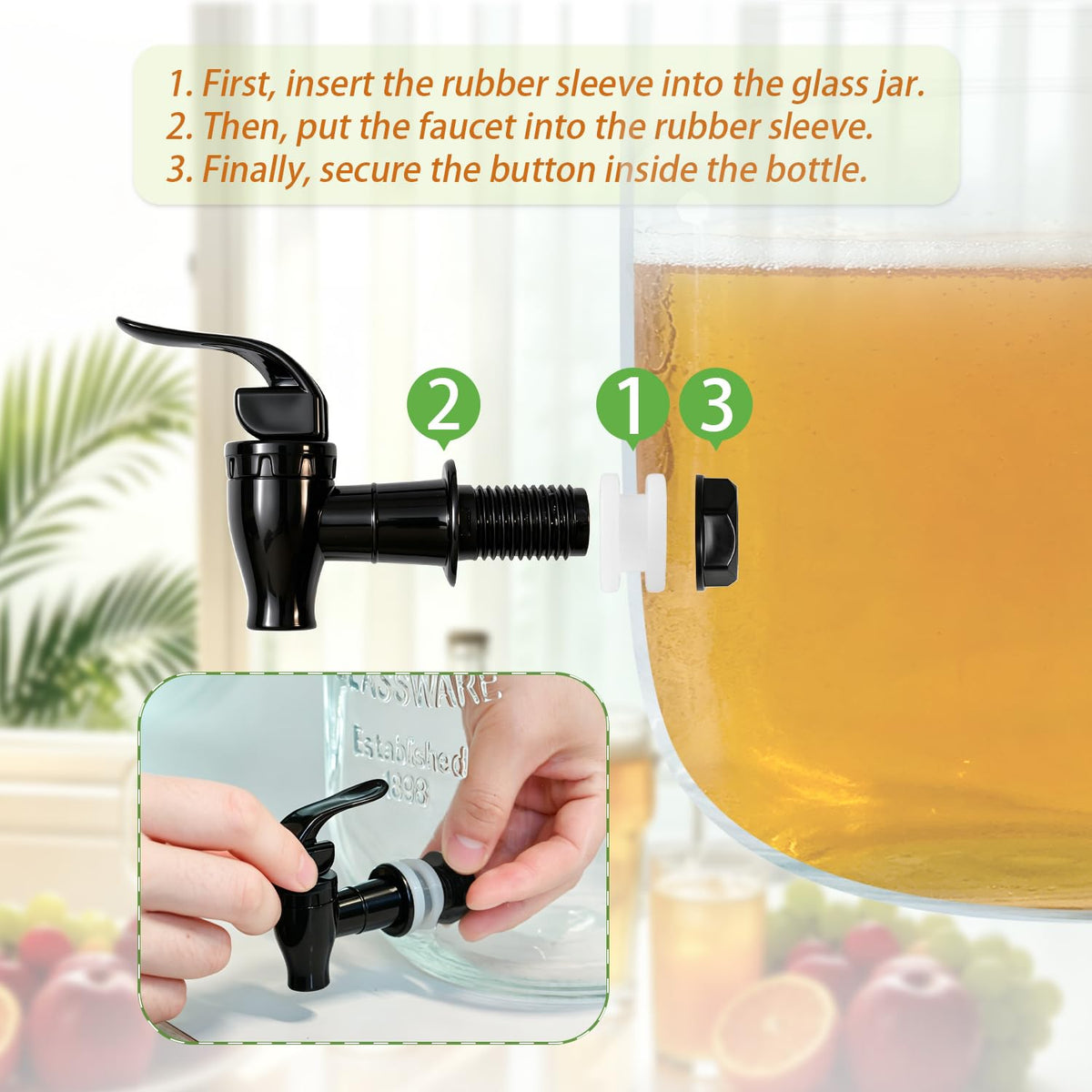 2 Pack 1.5 Gallon Glass Beverage Dispenser with Stand W17073