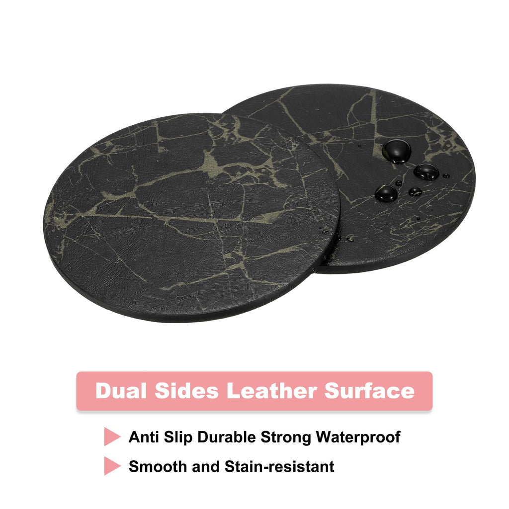 Round Drink Coasters Set of 6 Dual Sided Non-Slip Waterproof Leather Q218