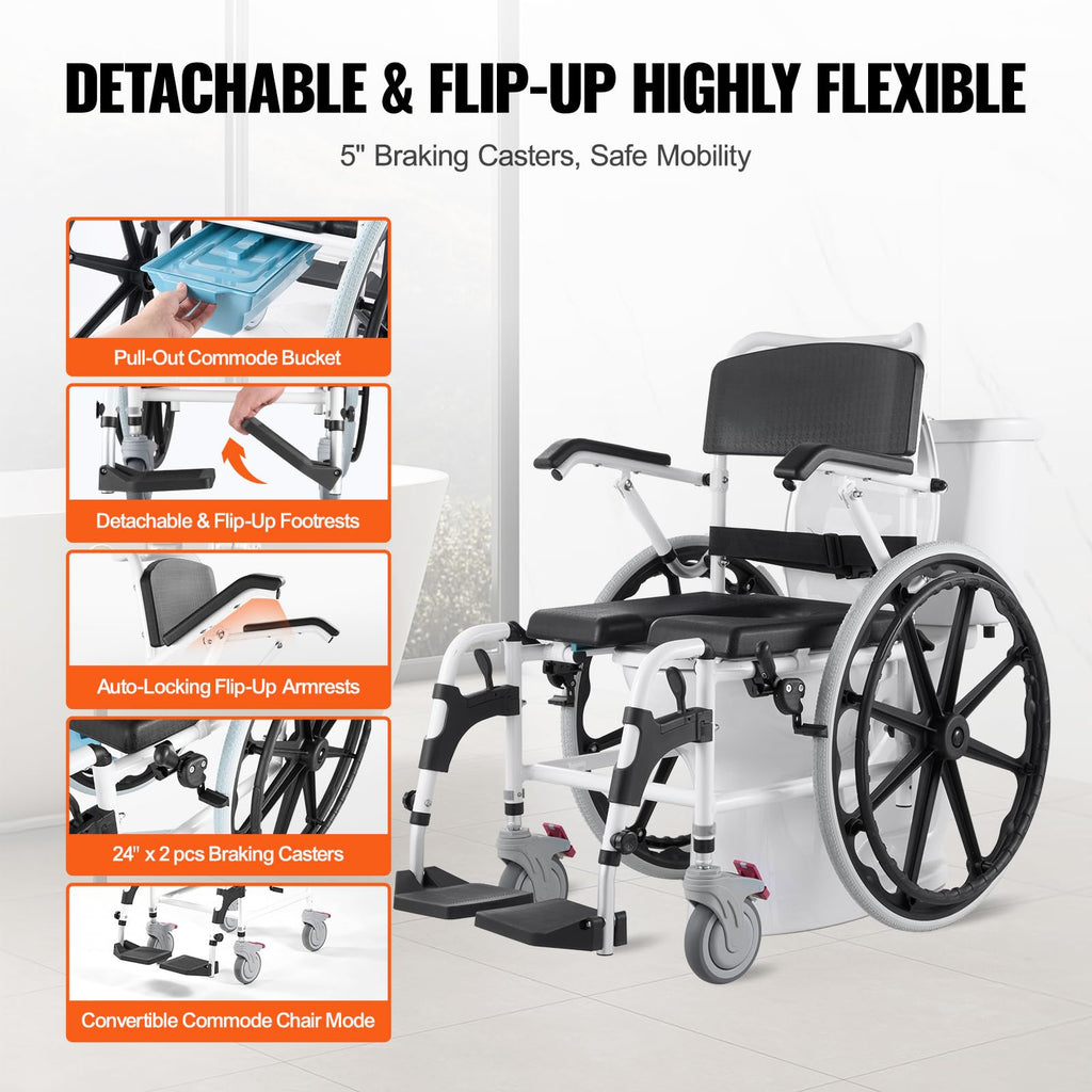 17.5in Adjustable Aluminum Shower Wheelchair with Brake V586069