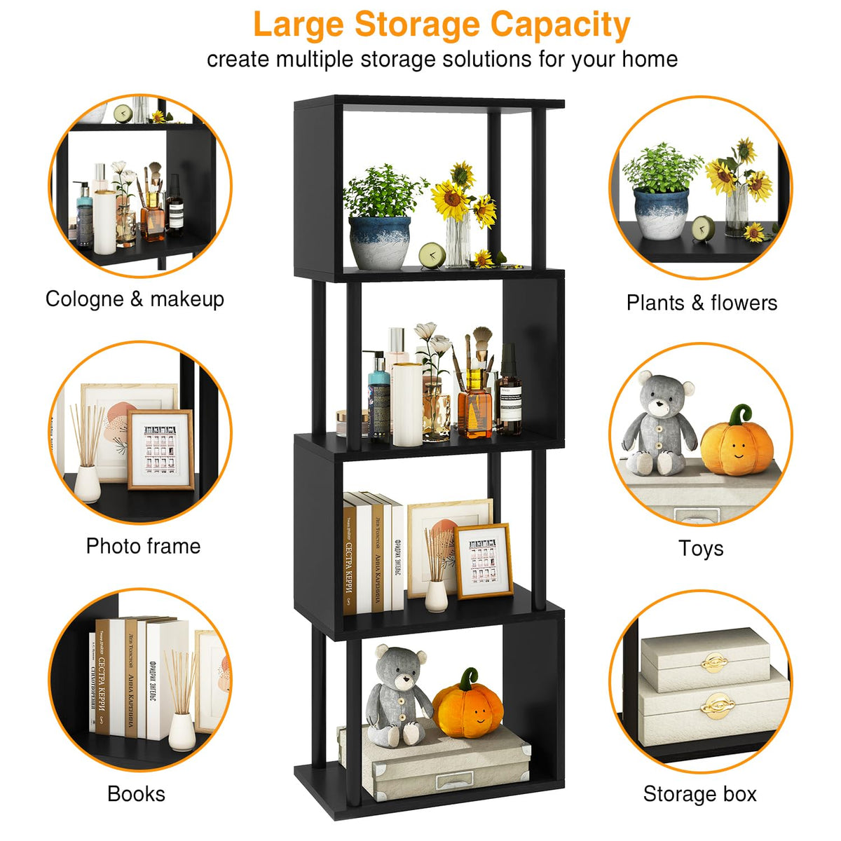 5-Tier Black Bookshelf I8265