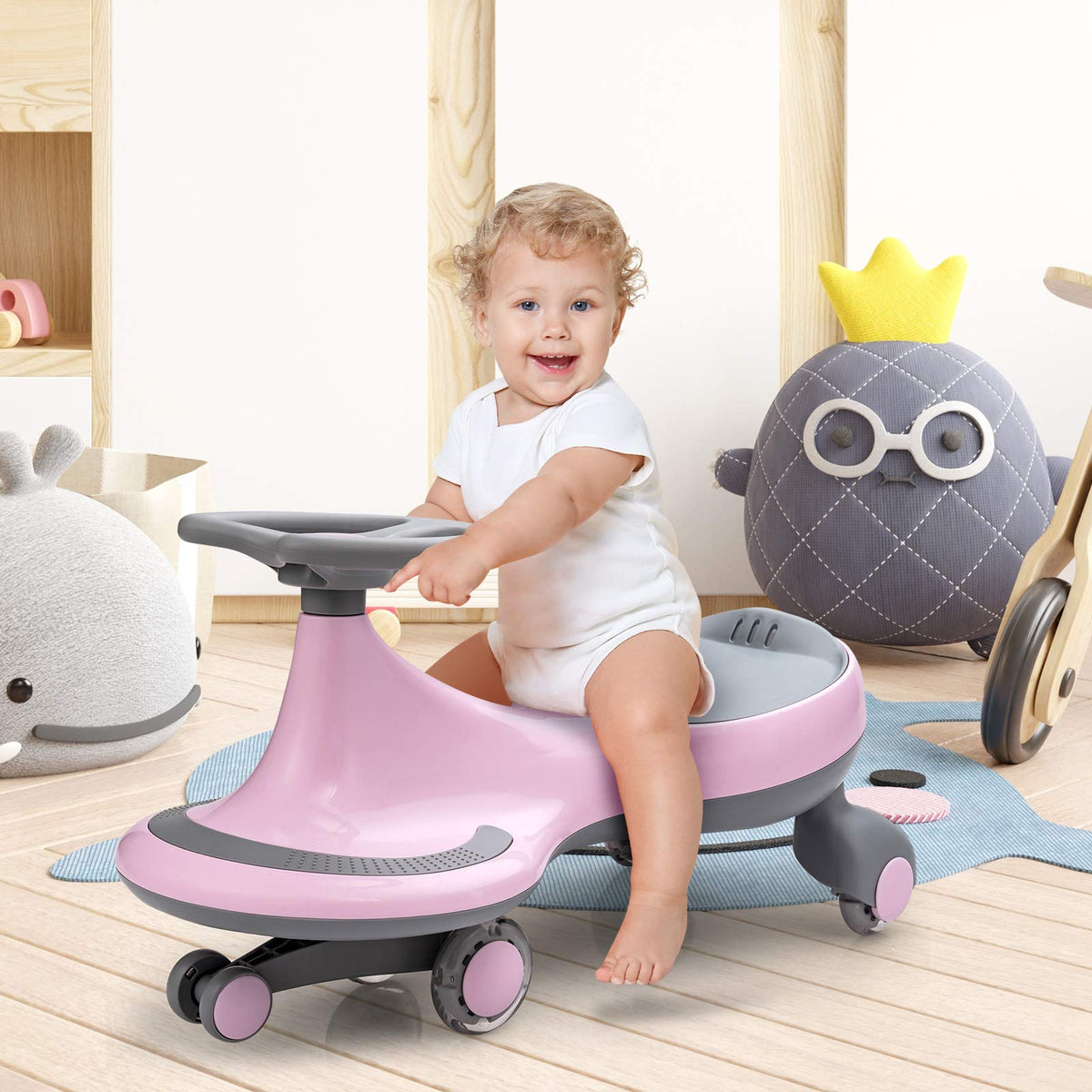 Pink Wiggle Car with LED Flashing Wheels U7020